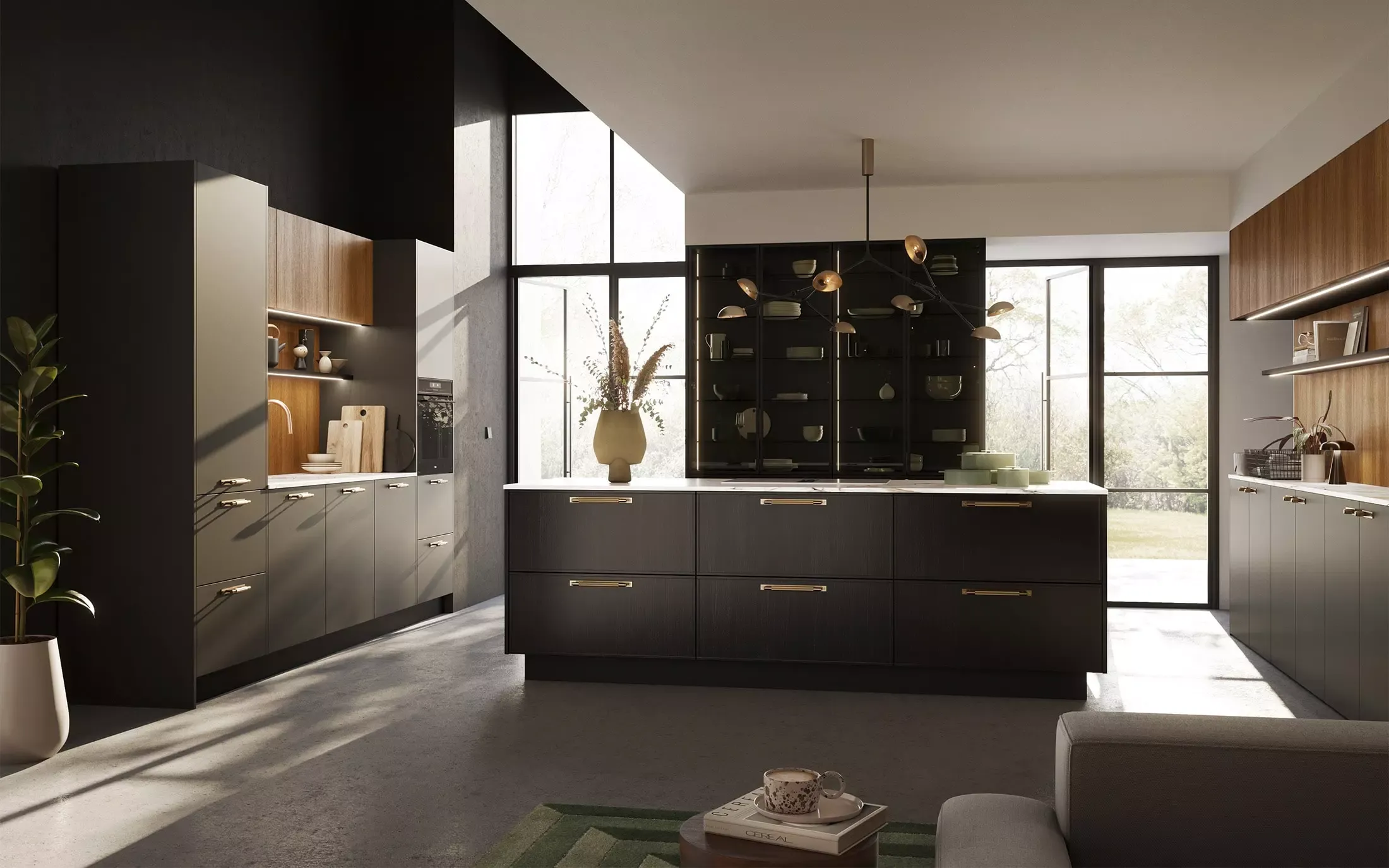 Rotpunkt Küche Zerox HPL XT Clay Dark mit goldenen Griffen von Buster and Punch