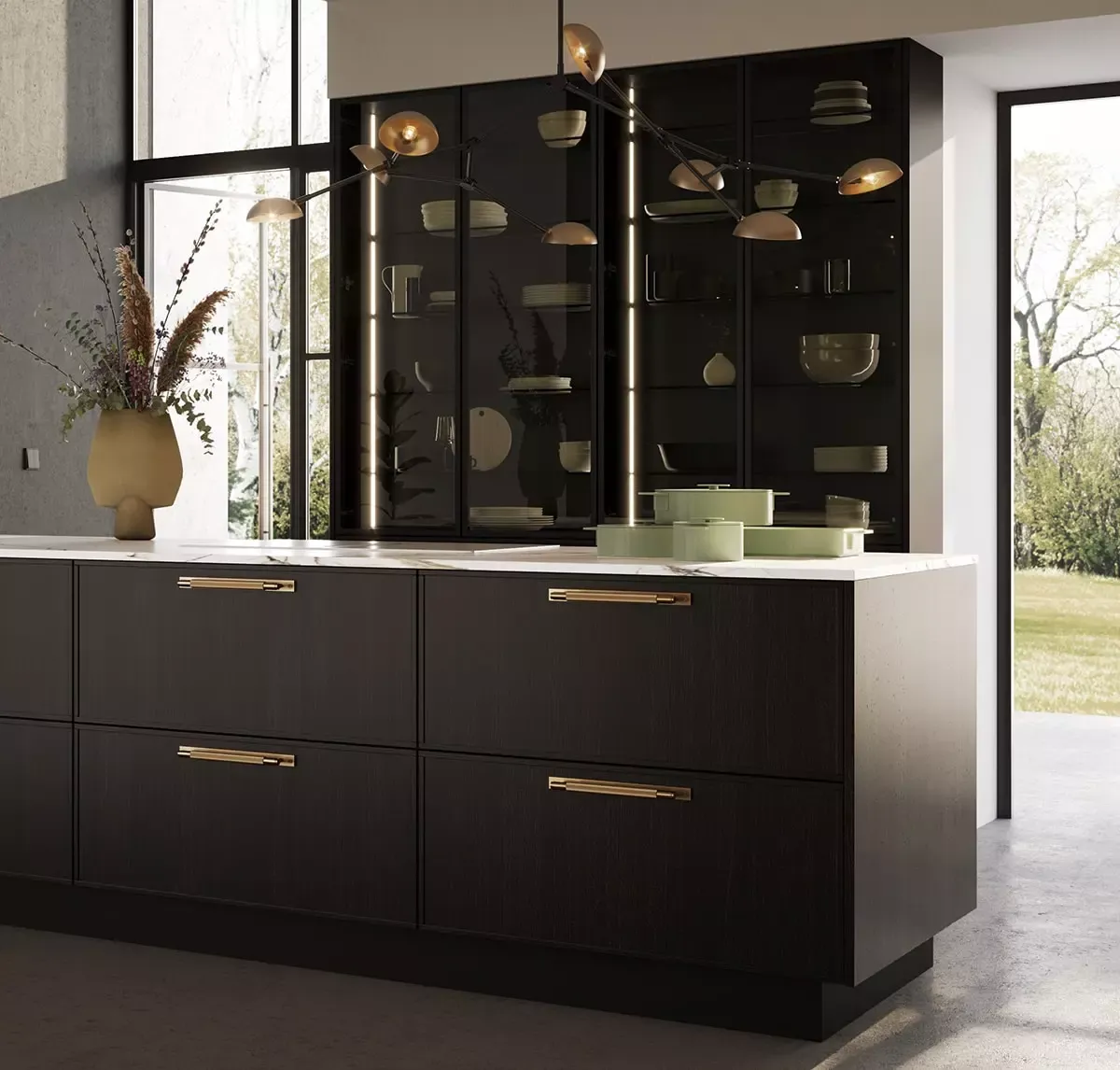 Zerox HPL XT Clay Dark – Gesamtansicht mit Kochinsel