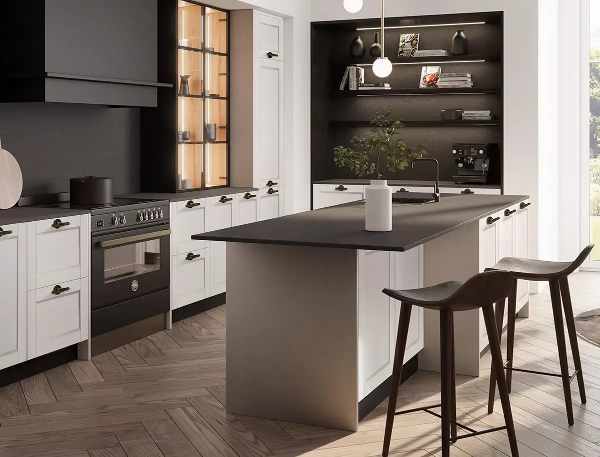 Ergo FL Zero Beach Grey – Detailansicht der Küchenzeile